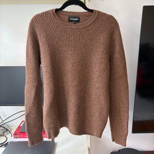 Bonobos Waffle Knit Crewneck Sweater Brown (Slim Fit, Size M) Merino Wool / Yak